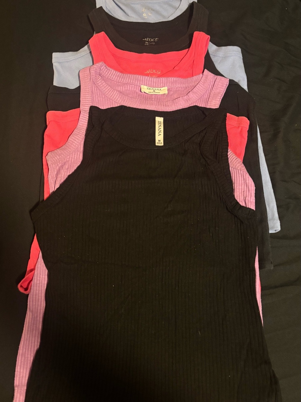 Ribbed Tank Tops - Black, Pink, Red, Light Blue